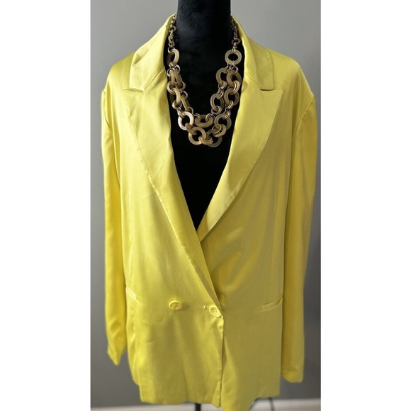 Anthropologie Jackets & Blazers - Anthropologie Hutch Satin Blazer size XL new Without Tag chartreuse color Yellow